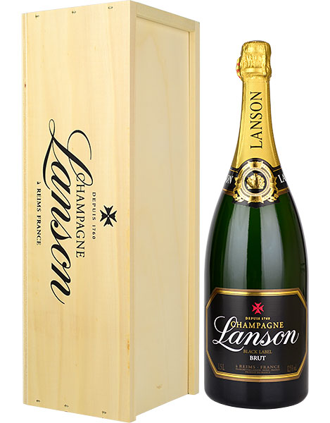 Lanson Black Label Brut NV Champagne Magnum (1.5 litre) in Wood Box